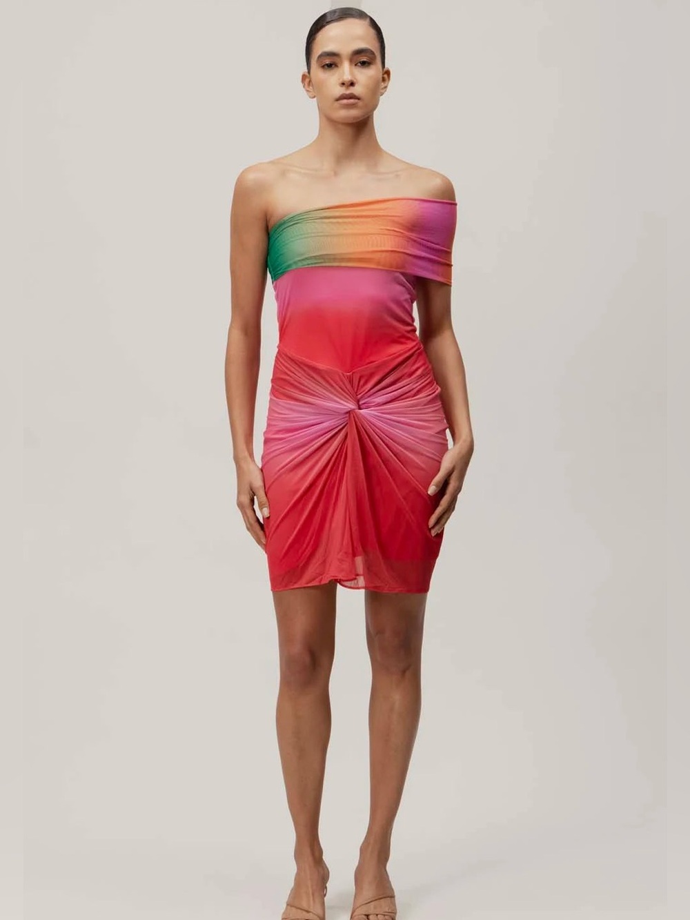 Baobab Tessa Off-Shoulder Ombre Mini Dress in Pink-Red